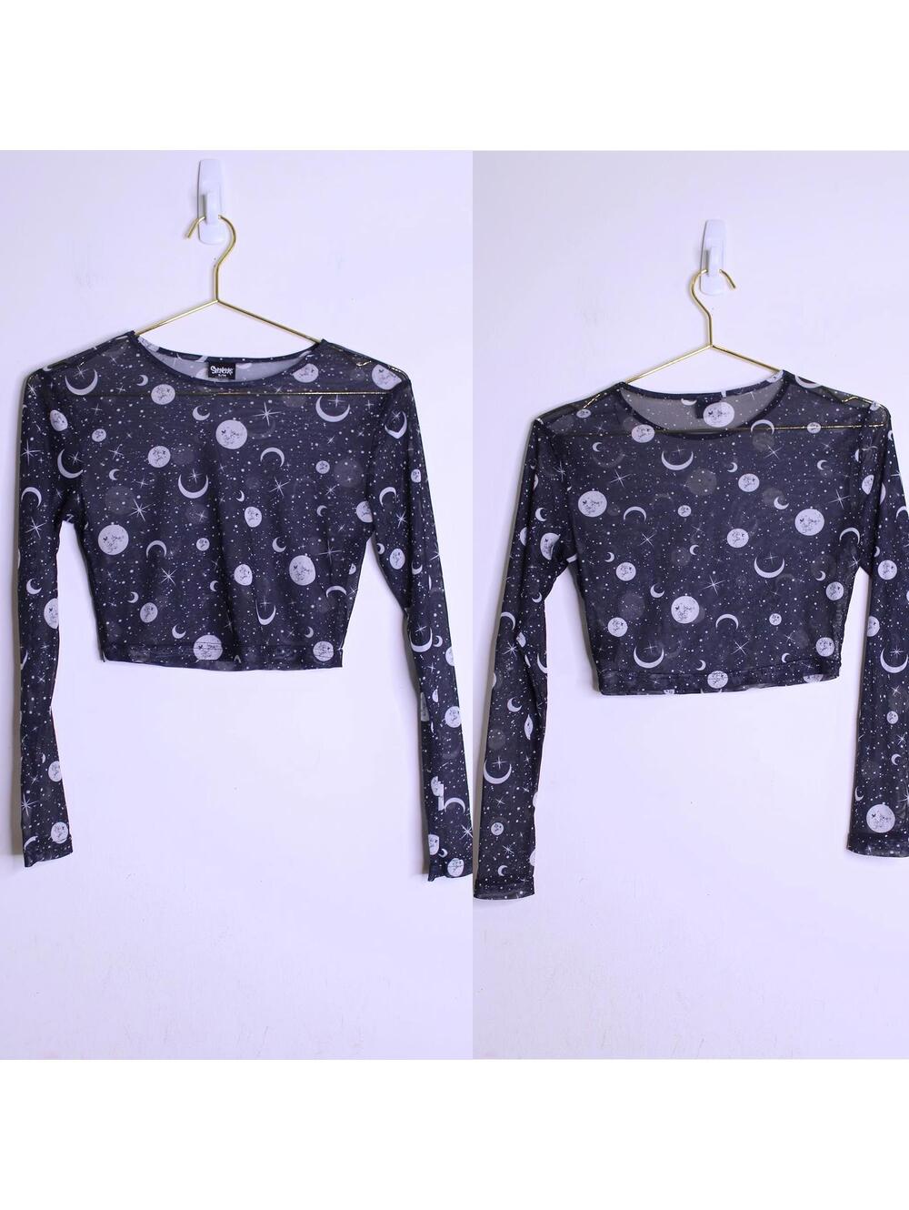 Spencer's Celestial Mesh Crop Top - S/M
